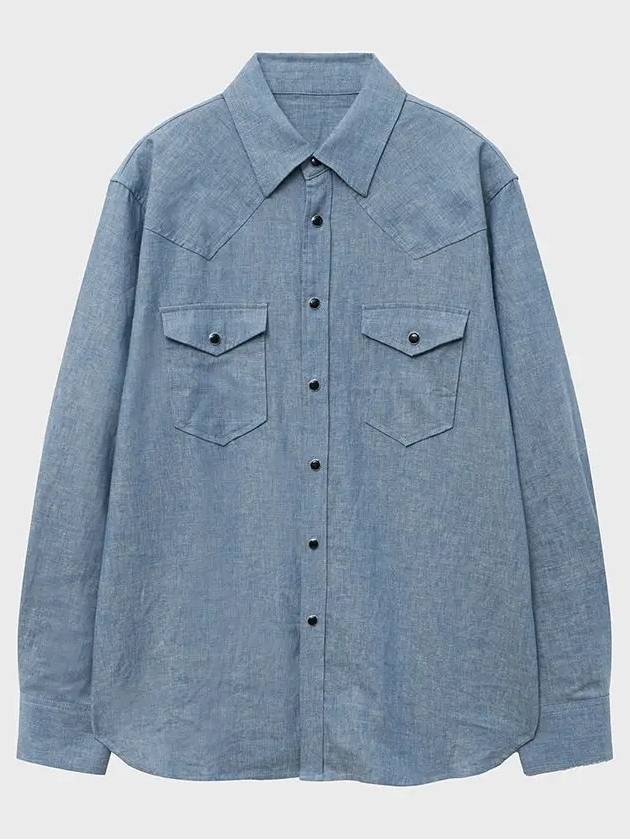 Chambray Western Shirt Blue - NOIRER - BALAAN 3