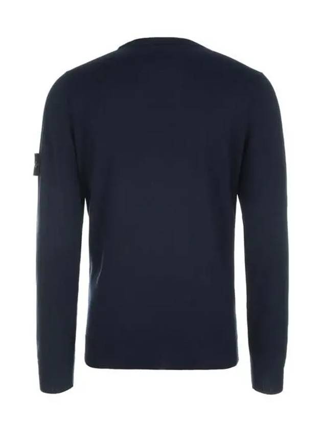 Logo Patch Round Neck Knit Top Navy - STONE ISLAND - BALAAN 3