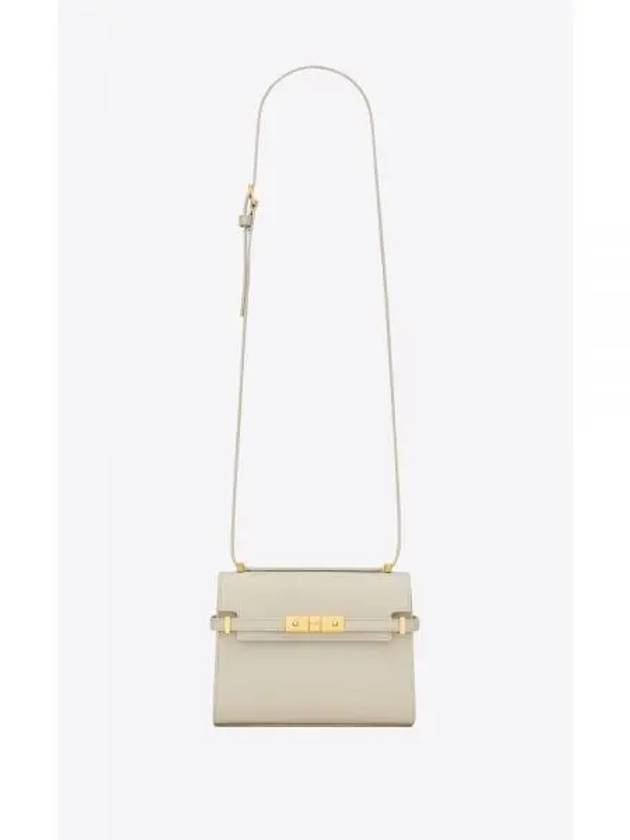 Manhattan Mini Embossed Gold-Tone Logo Leather Cross Bag Blanc Vintage - SAINT LAURENT - BALAAN 2