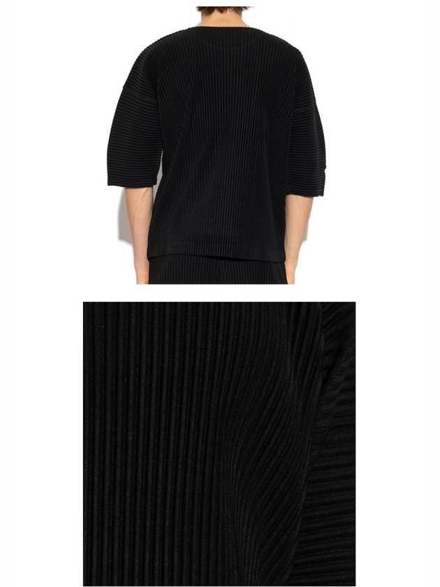 Homme Plissé Pleated Round Short Sleeve T-Shirt Black - ISSEY MIYAKE - BALAAN 6