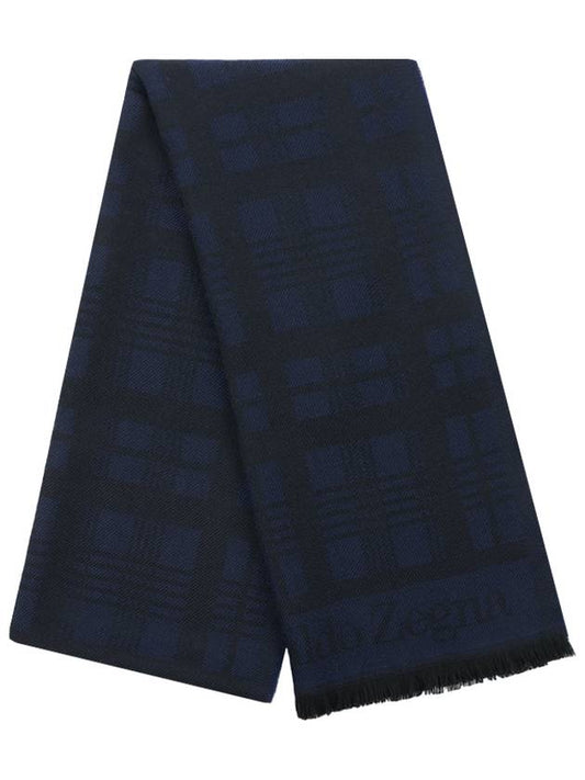 checked wool muffler navy - ERMENEGILDO ZEGNA - BALAAN 2