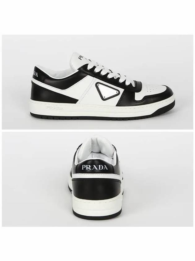 Downtown Perforated Leather Low Top Sneakers White Black - PRADA - BALAAN 4