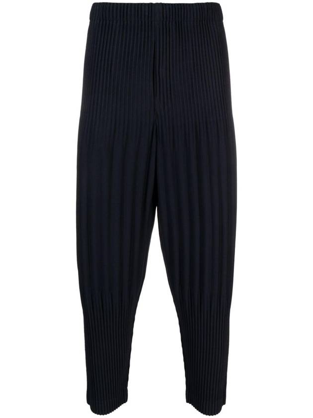 Tapered Pleated Straight Pants Navy - ISSEY MIYAKE - BALAAN 1