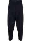 Tapered Pleated Straight Pants Navy - ISSEY MIYAKE - BALAAN 1