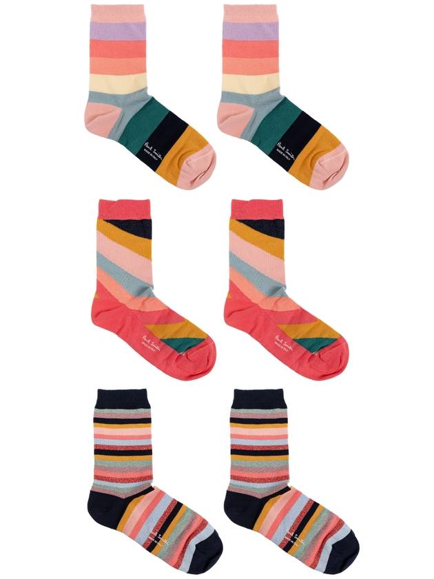 Paul Smith Three-pack Of Cotton Socks With Lurex Thread, Women's, Multicolour - PAUL SMITH - BALAAN 4