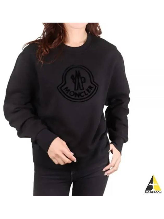 8G00028 809KX 999 Velvet Logo Sweatshirt - MONCLER - BALAAN 1