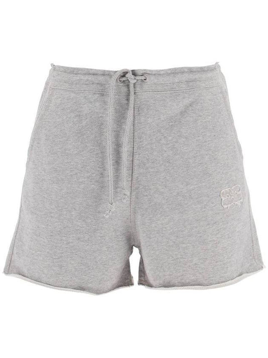 Isoli Logo Drawstring Shorts Grey - GANNI - BALAAN.