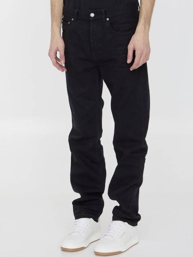 Denim Cotton Straight Jeans Black - SAINT LAURENT - BALAAN 3