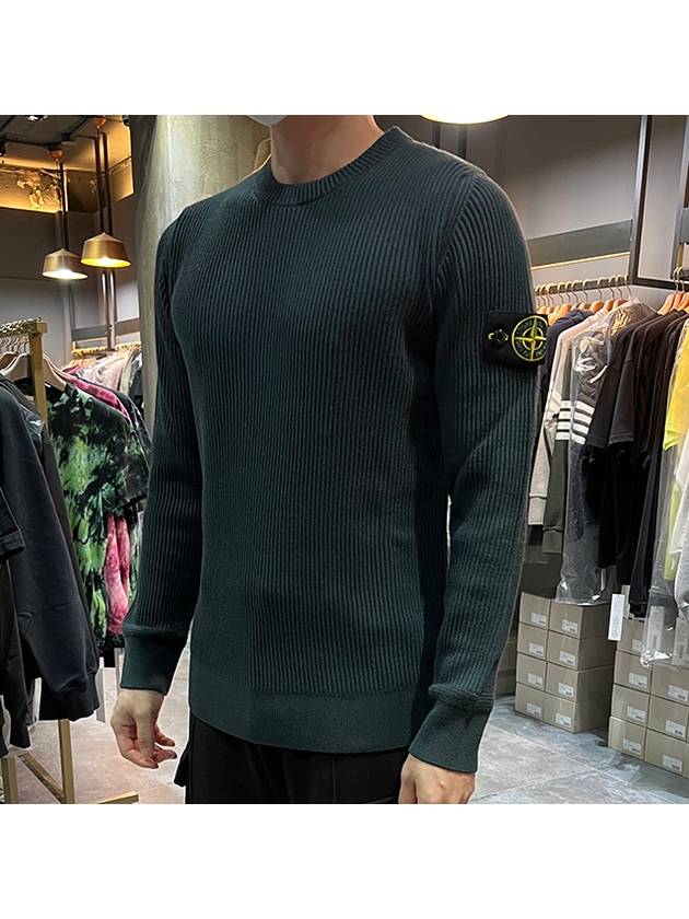 Wappen Patch Crew Neck Ribbed Wool Knit Dark Green - STONE ISLAND - BALAAN 4