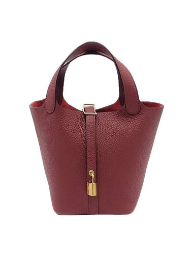 Picotin Lock 18 Clemence Tote Bag Rouge - HERMES - BALAAN 1