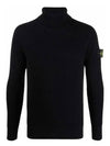 Wappen Patch Full Rib Pure Wool Knit Turtleneck Navy - STONE ISLAND - BALAAN 2