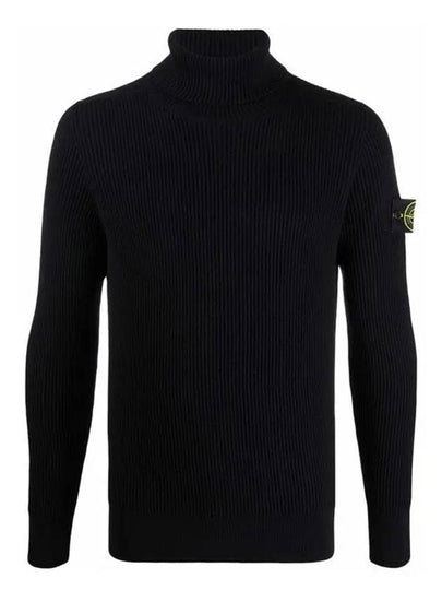 Wappen Patch Full Rib Pure Wool Knit Turtleneck Navy - STONE ISLAND - BALAAN 2