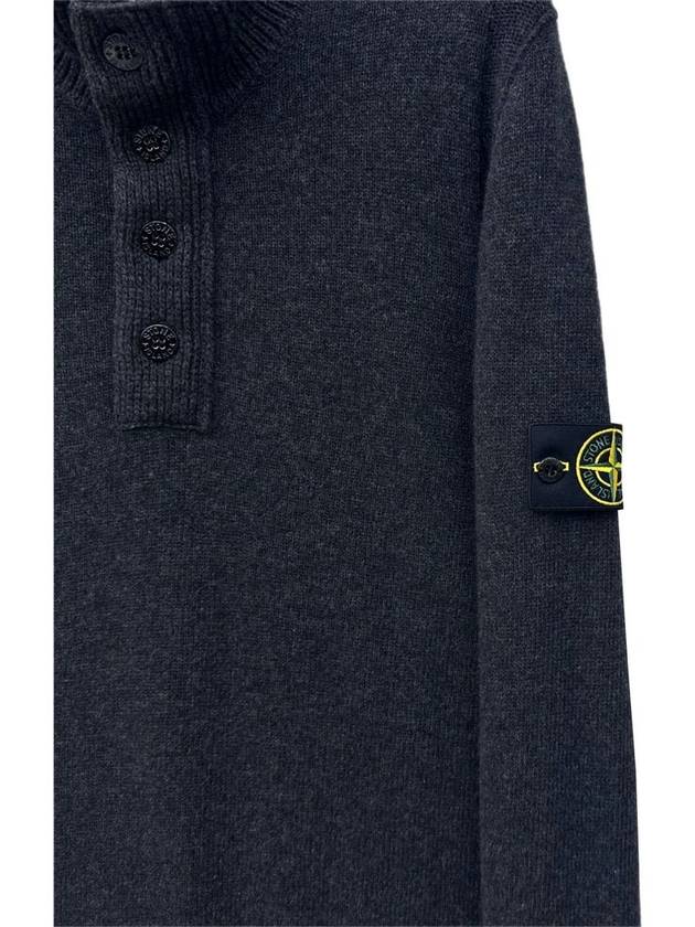 High Neck Half Button Lambswool Knit Top Charcoal - STONE ISLAND - BALAAN 7