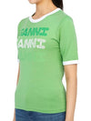 Women's Logo Fitted Short Sleeve T-Shirt Green - GANNI - BALAAN 5