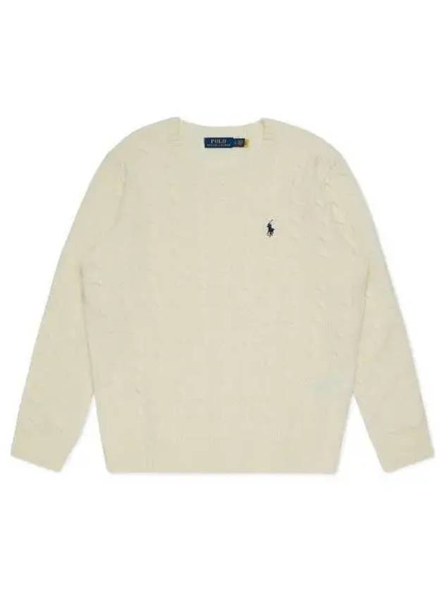 Cable Knit Wool Cashmere Sweater Ivory - POLO RALPH LAUREN - BALAAN 1