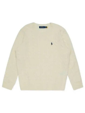 Cable Knit Wool Cashmere Sweater Ivory - POLO RALPH LAUREN - BALAAN 1