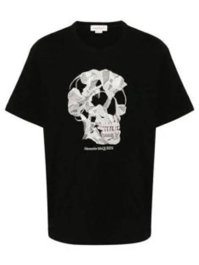 Skull Embroidery Short Sleeve T-Shirt Black - ALEXANDER MCQUEEN - BALAAN 2