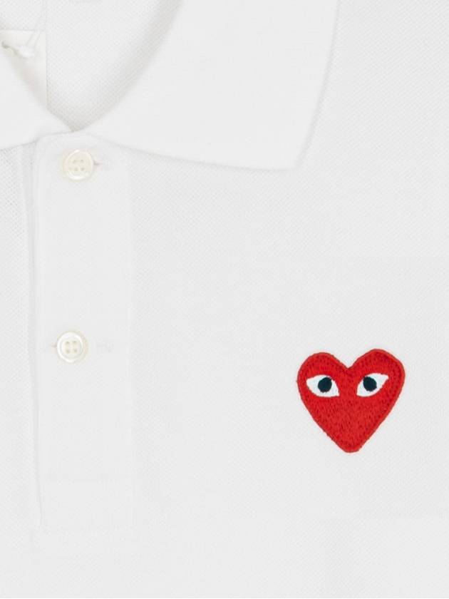 Red Heart Wappen Polo Shirt P1 T006 5 White - COMME DES GARCONS - BALAAN 4