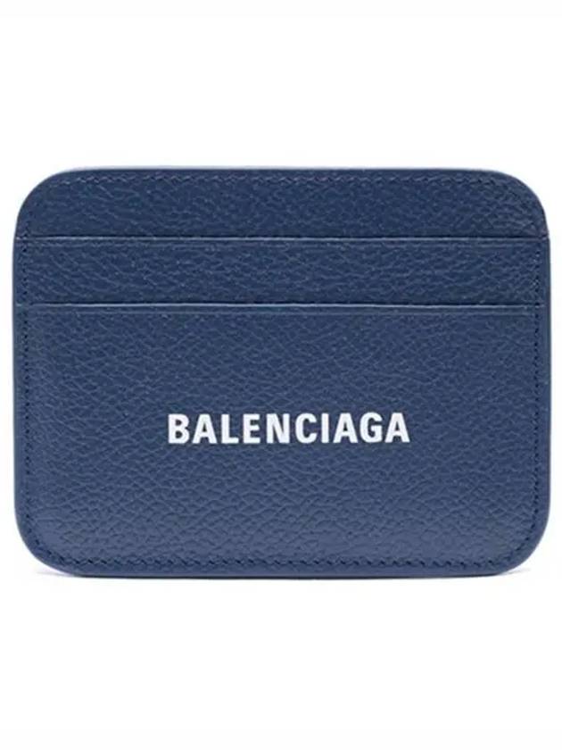 Grainy Leather Cash Card Holder Navy - BALENCIAGA - BALAAN.