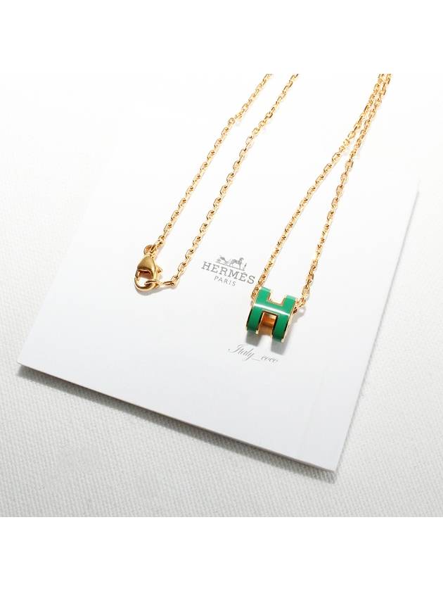 Mini Pop H Pendant Necklace Gold Malachite - HERMES - BALAAN 6