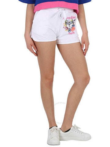 Moschino Swim White Stretch Cotton Tropical Shorts, Size Medium - MOSCHINO - BALAAN 1