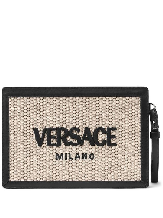 Logo embroidered raffia clutch 10152791A09445 - VERSACE - BALAAN 2