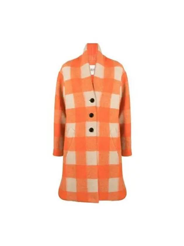 Women's Gabriel Check Single Coat Orange - ISABEL MARANT - BALAAN 2