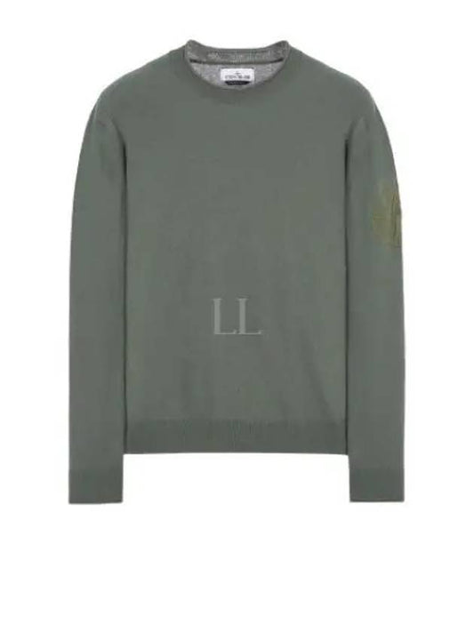 Compass Embroidered Crew Neck Organic Cotton Knit Top Musk Green - STONE ISLAND - BALAAN 2