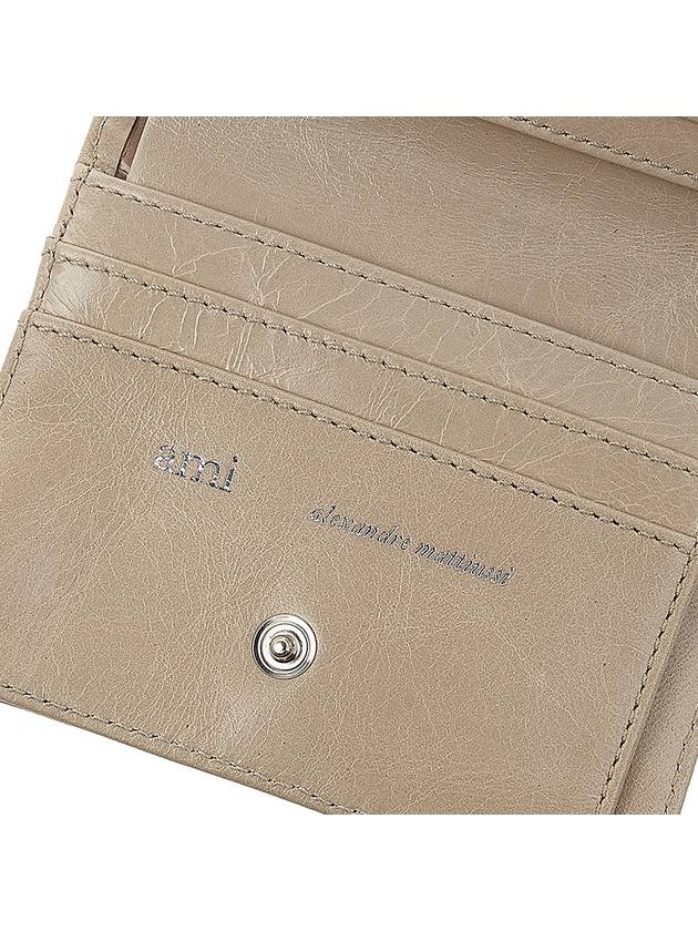 Heart Logo Half Wallet Beige - AMI - BALAAN 9