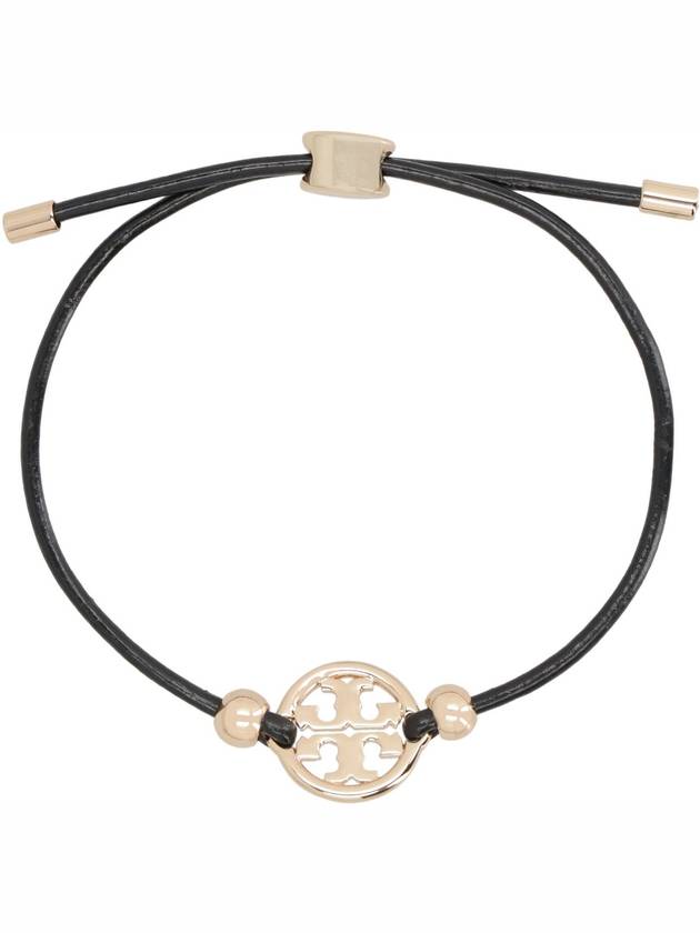 Miller Logo Charm Slider Leather Bracelet Black - TORY BURCH - BALAAN 4