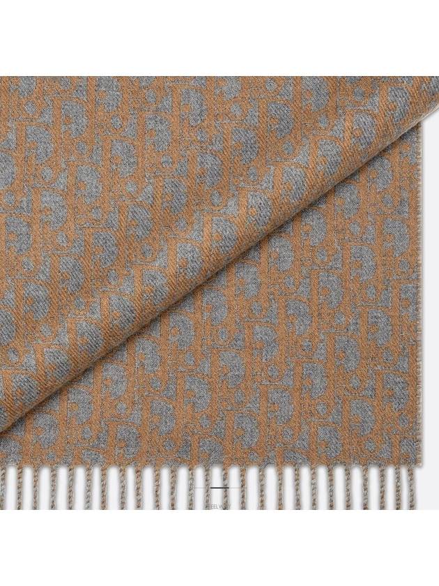 Dior Oblique Double Sided Scarf Gray Brown Wool Cashmere - DIOR - BALAAN 2