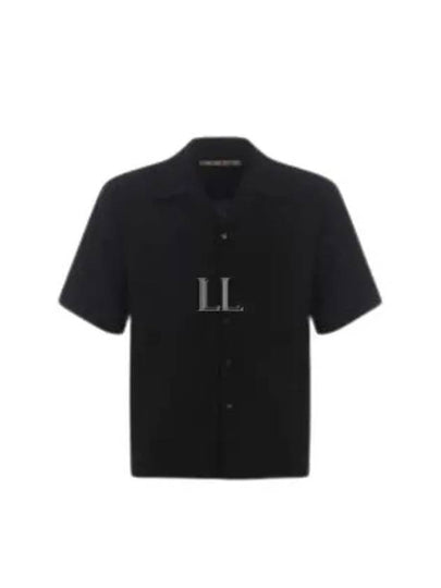 Cuban Collar Virgin Wool Short Sleeve Shirt Black - MARNI - BALAAN 2