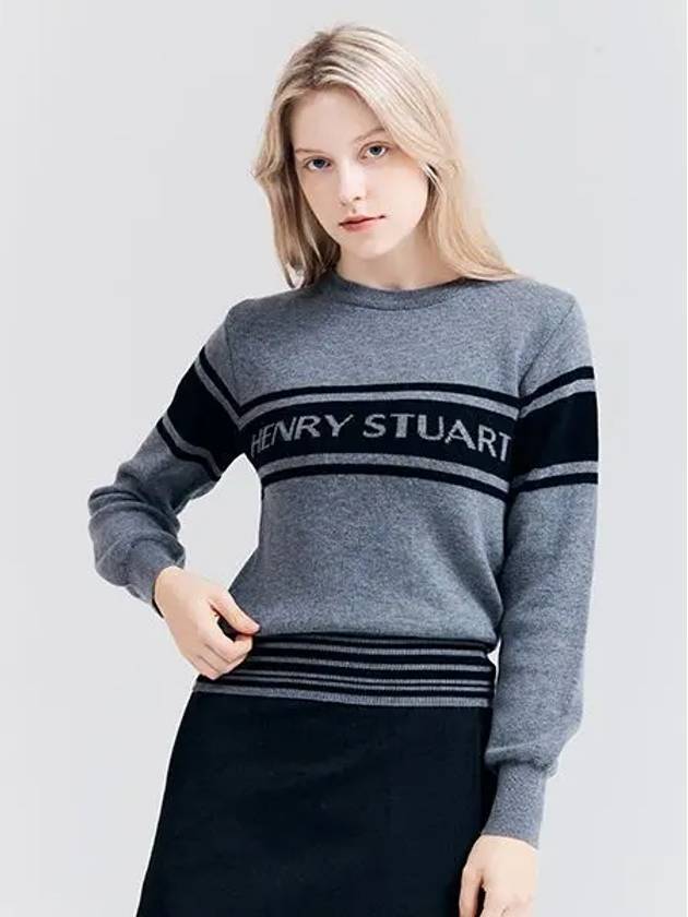 Golf Signature Logo Knit Sweater Gray - HENRY STUART - BALAAN 1