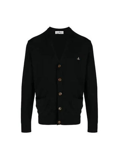 ORB Logo V-Neck Cardigan Black - VIVIENNE WESTWOOD - BALAAN 2