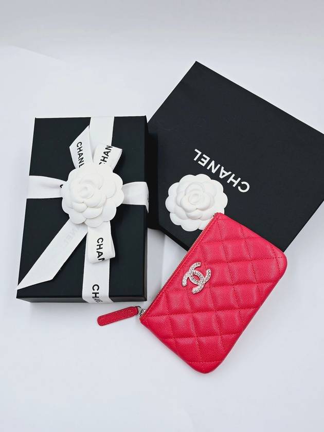 Mini Cosmetic Zipper Pouch Pouch Bag Dahong Caviar AP3833 - CHANEL - BALAAN 8