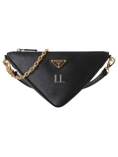 Triangle Saffiano Leather Shoulder Bag Black - PRADA - BALAAN 2