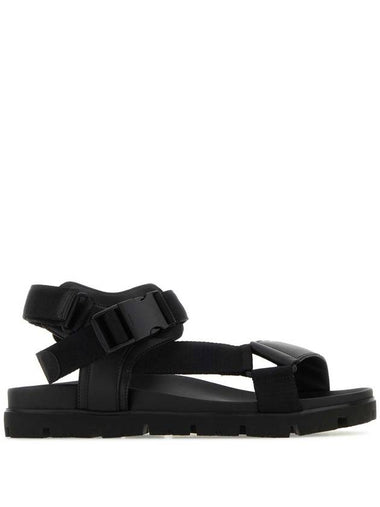 Sporty Leather Re-Nylon Tape Sandals Black - PRADA - BALAAN 1