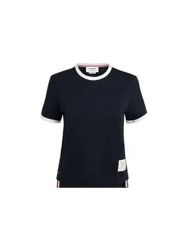 Asymmetric Hem Short Sleeve T-Shirt Navy - THOM BROWNE - BALAAN 2