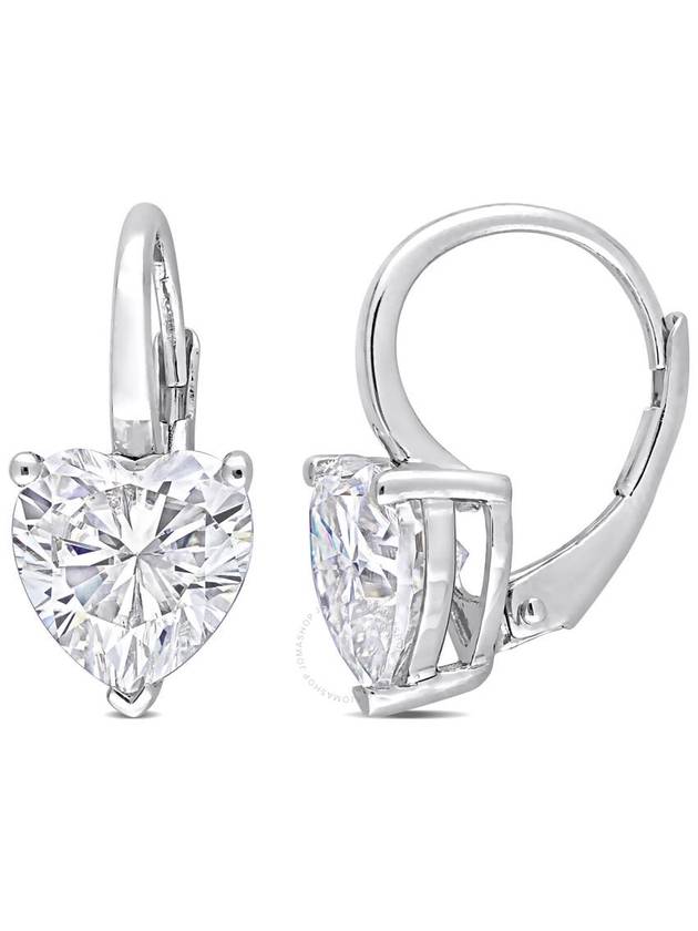 AMOUR 4 CT DEW Created Moissanite Heart Leverback Earrings In Sterling Silver - AMOUR - BALAAN 1