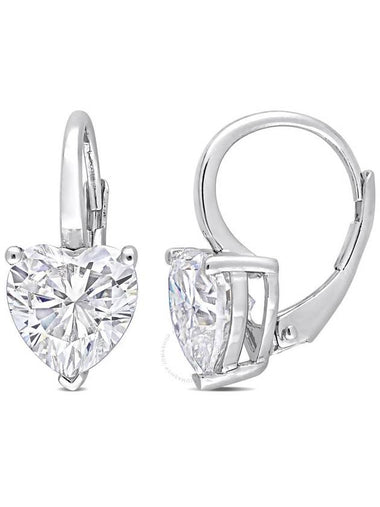 AMOUR 4 CT DEW Created Moissanite Heart Leverback Earrings In Sterling Silver - AMOUR - BALAAN 1