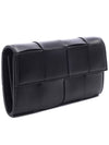 Cassette Flap Leather Long Wallet Black - BOTTEGA VENETA - BALAAN 4