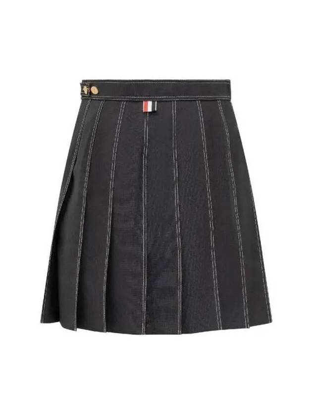 Short Pleated Skirt Navy - THOM BROWNE - BALAAN 3