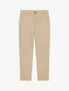 Logo Patch Cotton Straight Pants Beige - KENZO - BALAAN 2