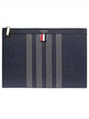 4-bar leather small clutch bag navy - THOM BROWNE - BALAAN 2