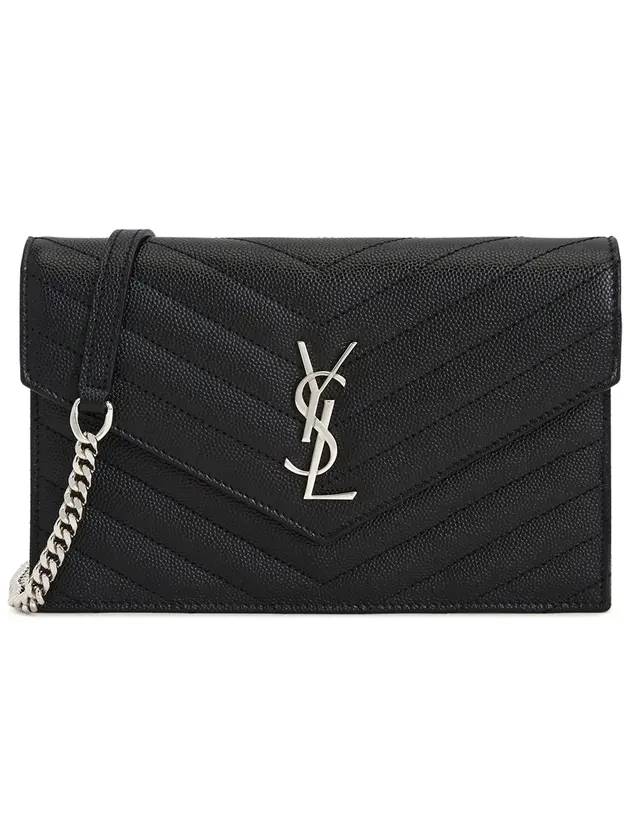 Monogram Matelasse Envelope Chain Cross Bag Black - SAINT LAURENT - BALAAN 1