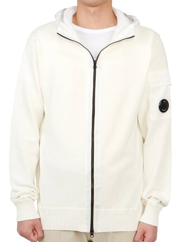 Men's Cotton Mixed Zip-Up Hoodie White - CP COMPANY - BALAAN 3