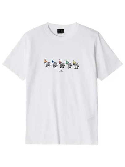 Zebra Line Up Logo Print Cotton Short Sleeve T-Shirt White - PAUL SMITH - BALAAN 2