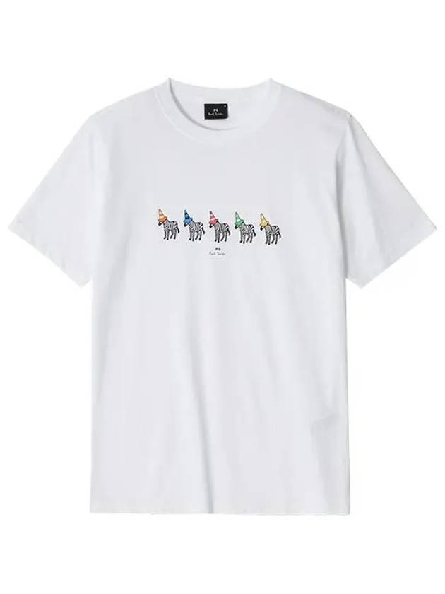 Zebra Line Up Logo Print Cotton Short Sleeve T-Shirt White - PAUL SMITH - BALAAN 2