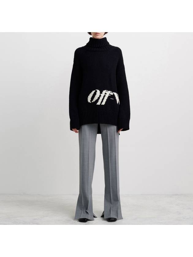 jacquard logo wool blend knit turtleneck black - OFF WHITE - BALAAN 9