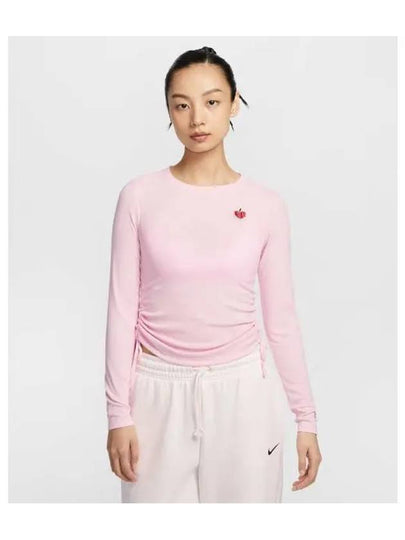 Sportswear Ribbed Crop Long Sleeve T-Shirt Pink - NIKE - BALAAN 2